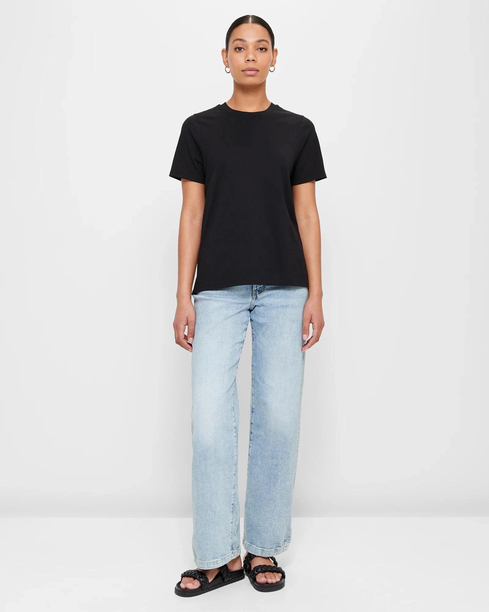 2 Target Australian Cotton Classic Crew Neck T-shirt BLACK, 2 of 10