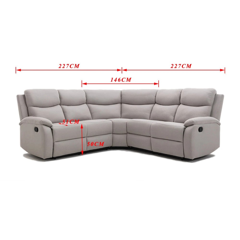 3 Foret 5 Seater Sofa Corner Lounge Recliner Footrest Bed Chaise Couch Fabric Grey Light, 3 of 9