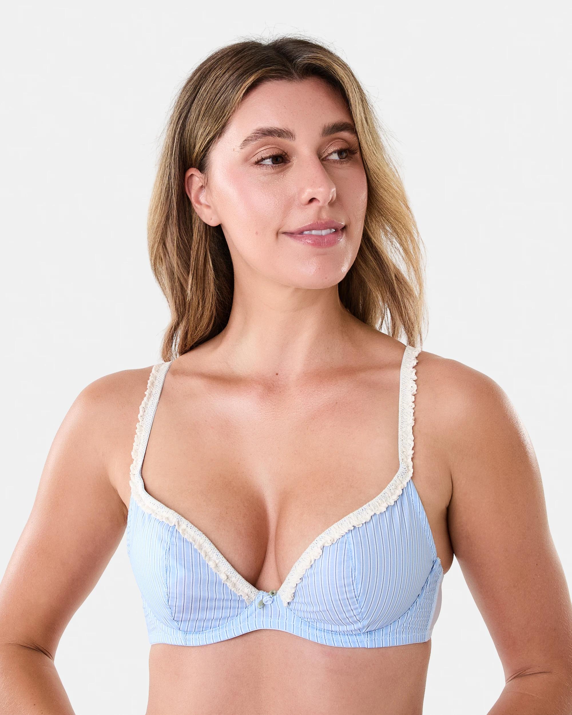 1 Co-ordinated Cotton Soft Cup Bra Blue Strp