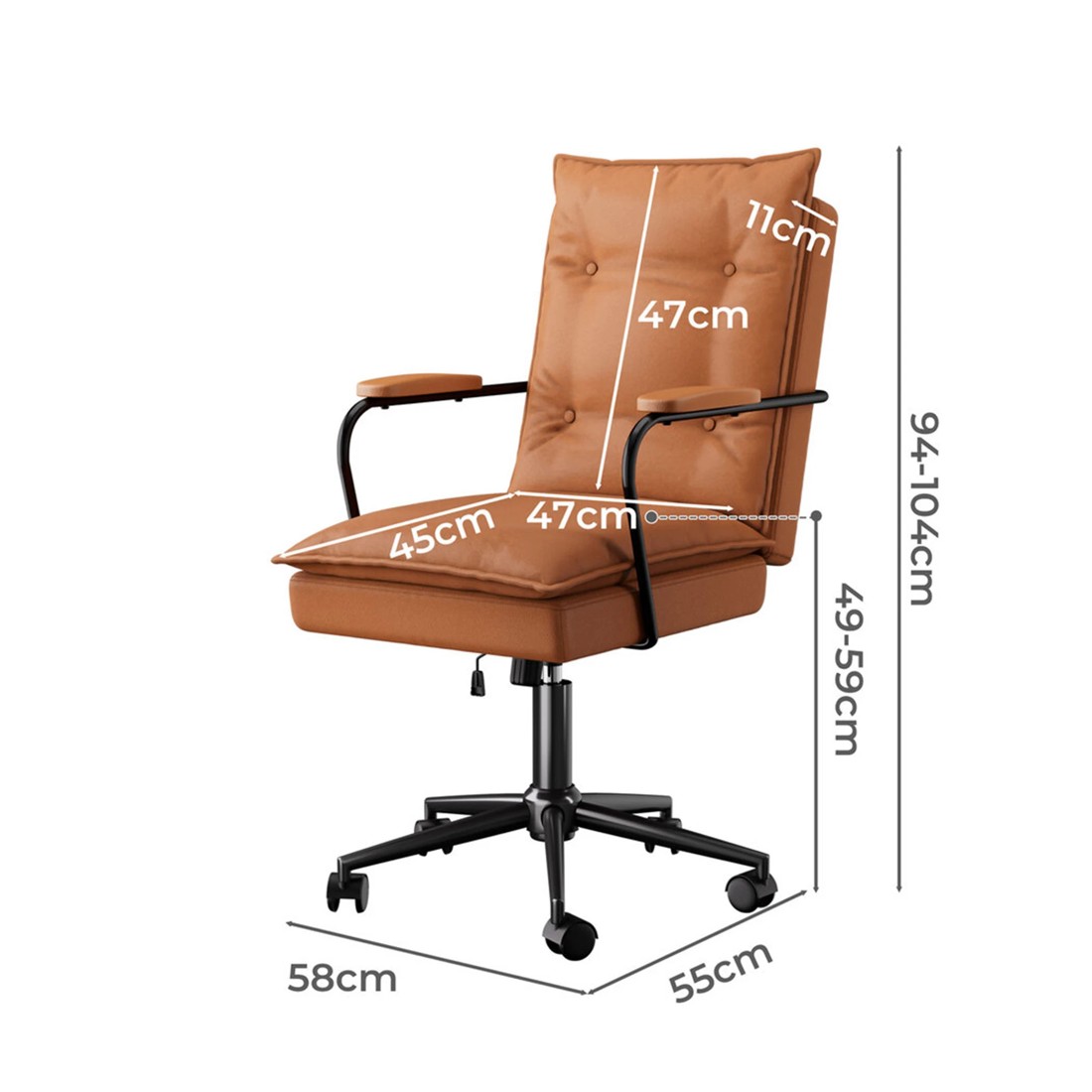 3 Levede Leather Office Chair - Brown, 3 of 7