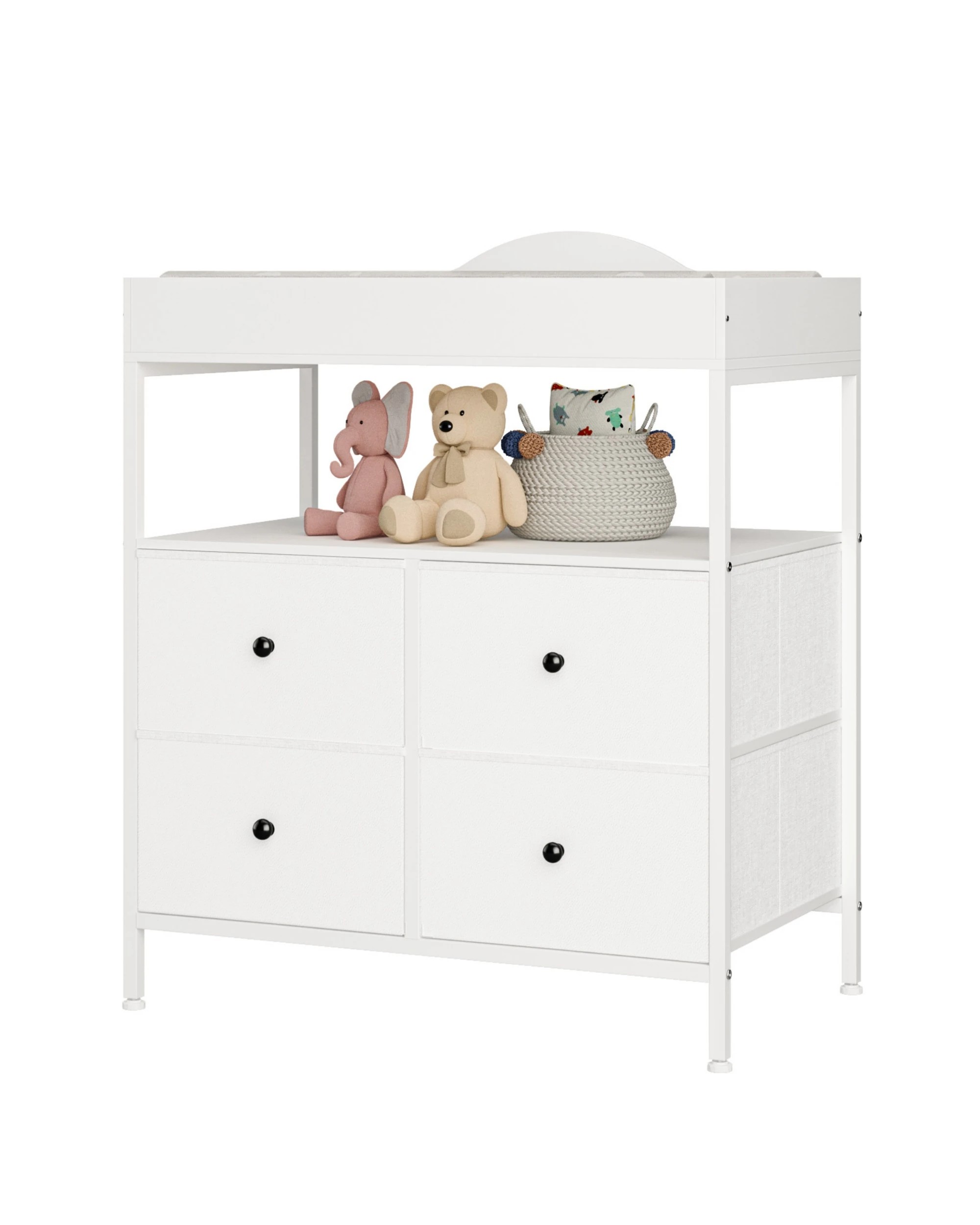 5 Advwin Baby Change Table with 4 Storage Fabric Drawers - White, 5 of 9