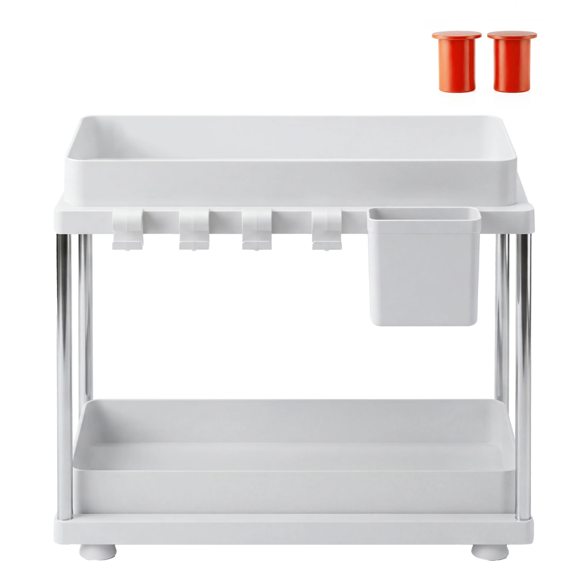 2 Toque 2 x Under Sink Organizer 2 Tier Cabinet Storage Rack Adjustable Kitchen - White, 2 of 9