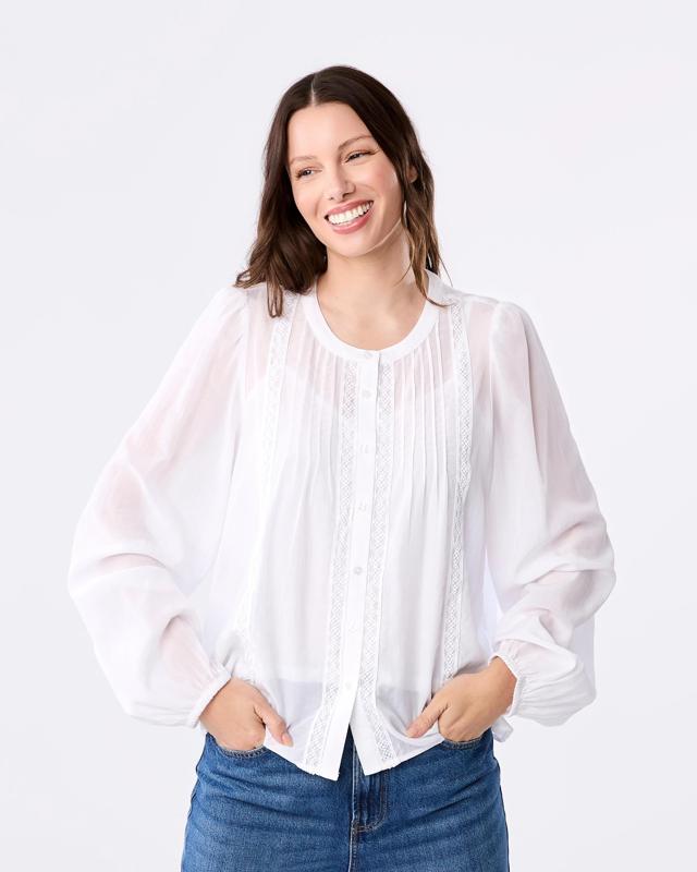Long Sleeve Lace Trim Boho