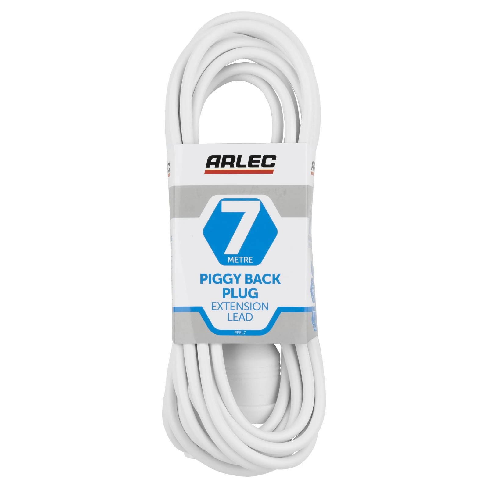 1 7m Arlec White Piggy Back Extension Lead, 1 of 2
