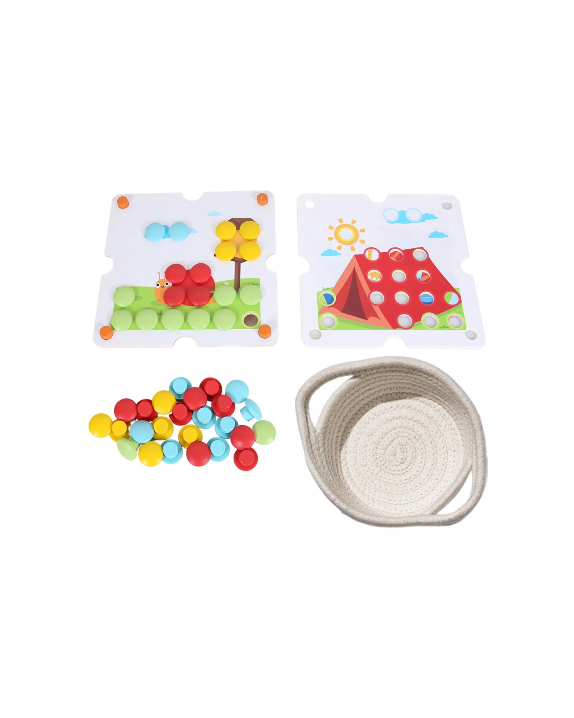 1 EDUCARE 6pc Pressing Buttons Kids Pegs Educational Play Puzzle Toy Task Cards - Multi, 1 of 3