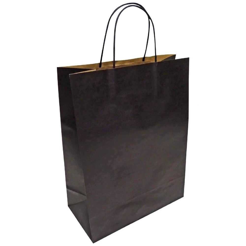 1 J.Burrows Recycled Kraft Bag Medium Black 25 Pack, 1 of 2