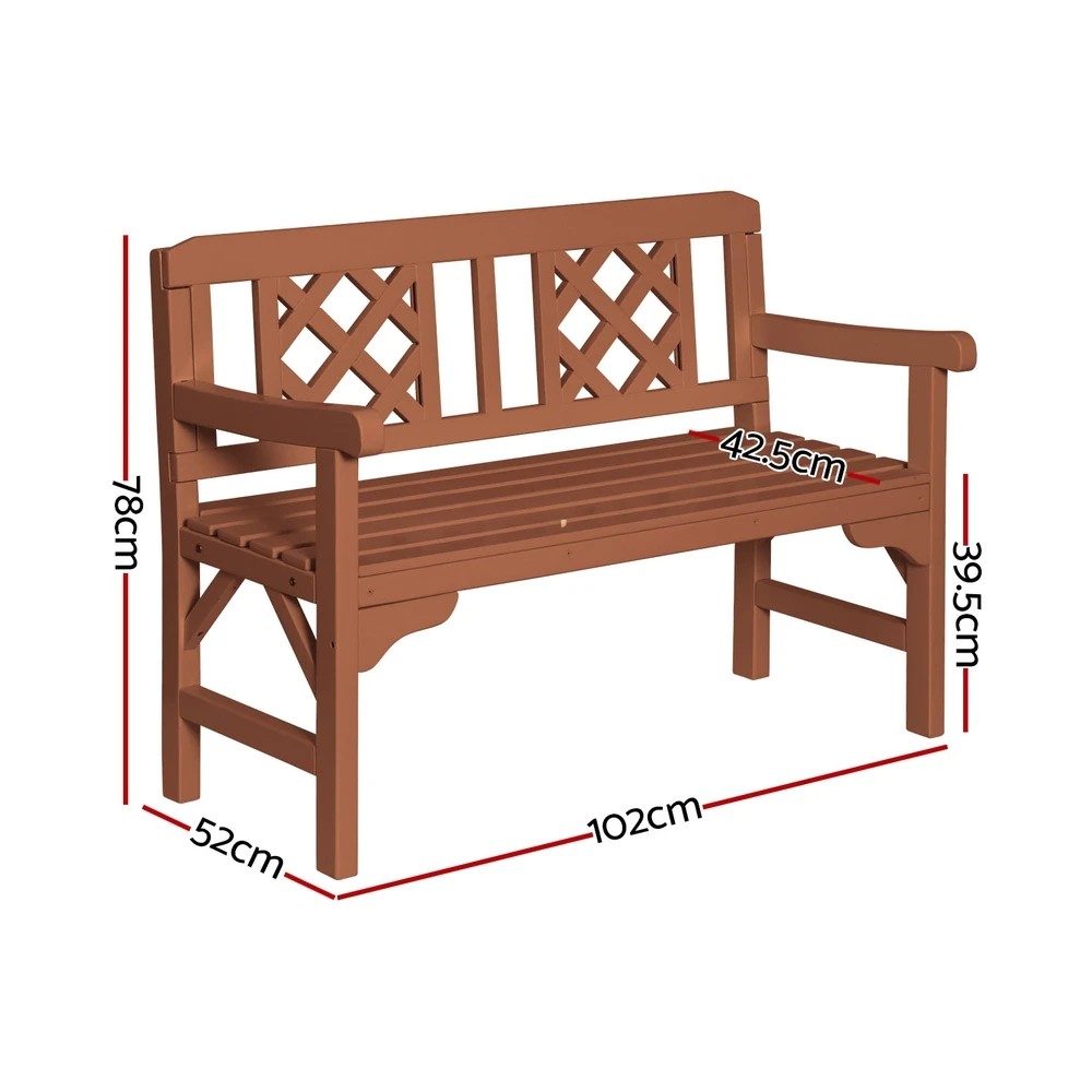 2 Gardeon Outdoor Garden Bench Wooden Chair 2 Seat Patio Furniture Lounge Natural - Brown, 2 of 7