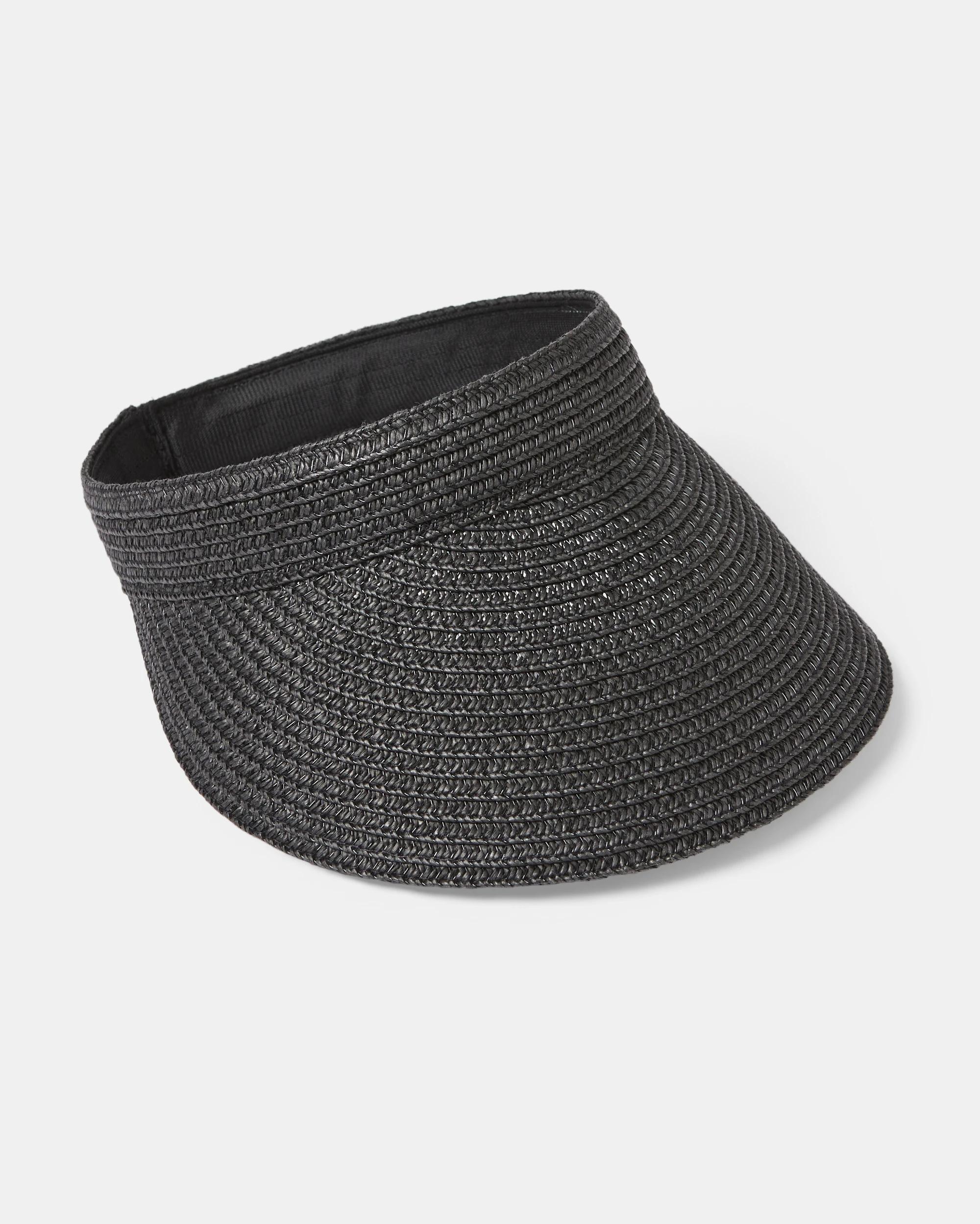 1 Plain Woven Visor Black, 1 of 3