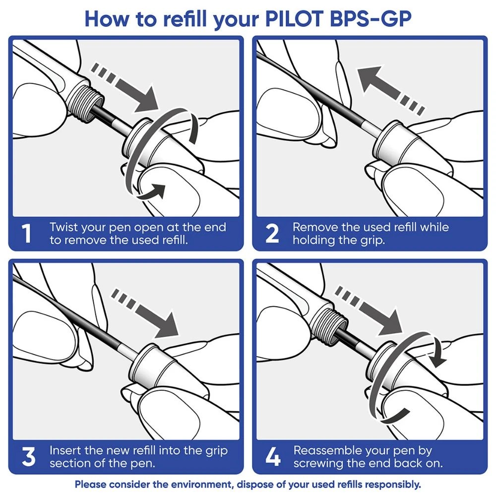 8 PILOT BPS-GP Ballpoint Pen Fine 0.7mm Black 4 Pack, 8 of 8