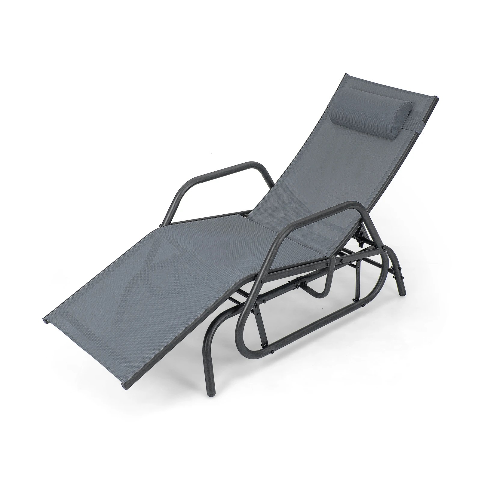 1 Costway Outdoor Swinging Rocking Chair Patio Glider Recliner Chair w/Cushion - Grey, 1 of 1