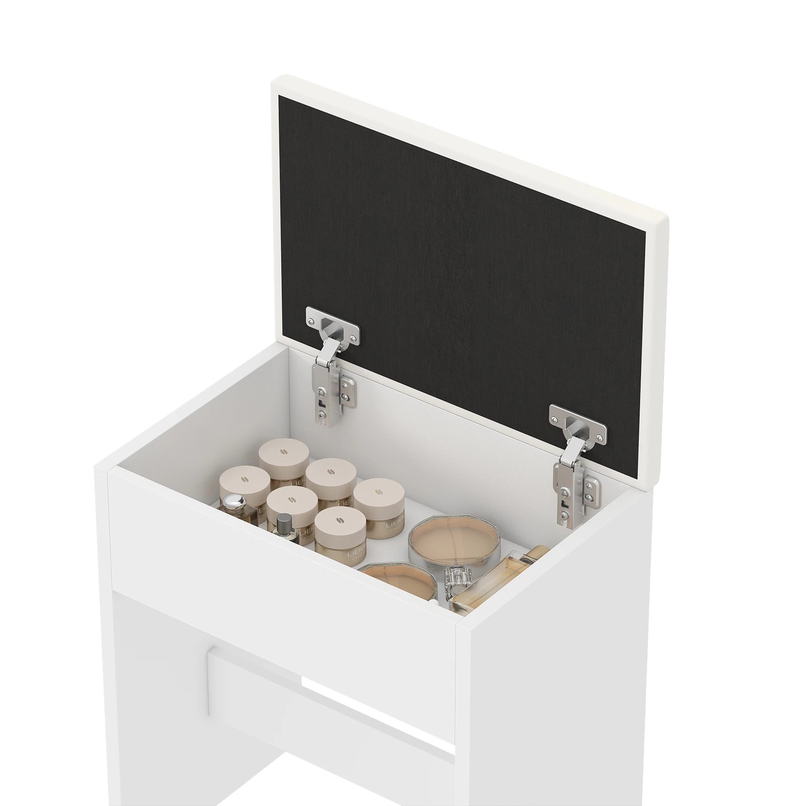 5 Advwin Dressing Table Set With Glass Desktop Makeup Desk Mirror Led Light Storage Drawers, 5 of 10