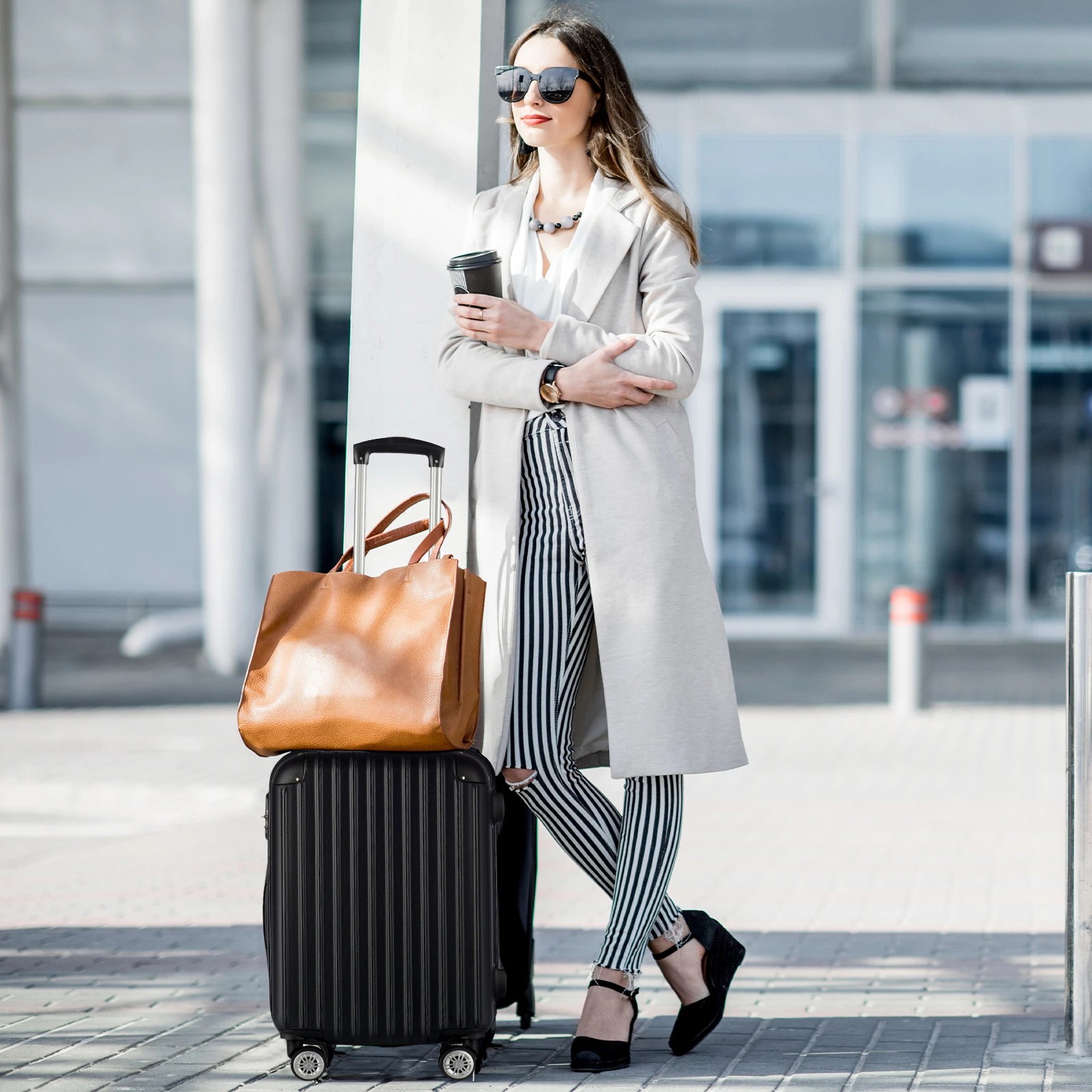 3 Milano Décor Premium 3pc ABS Luggage Suitcase Luxury Hard Case Shockproof Travel Set - Black, 3 of 7