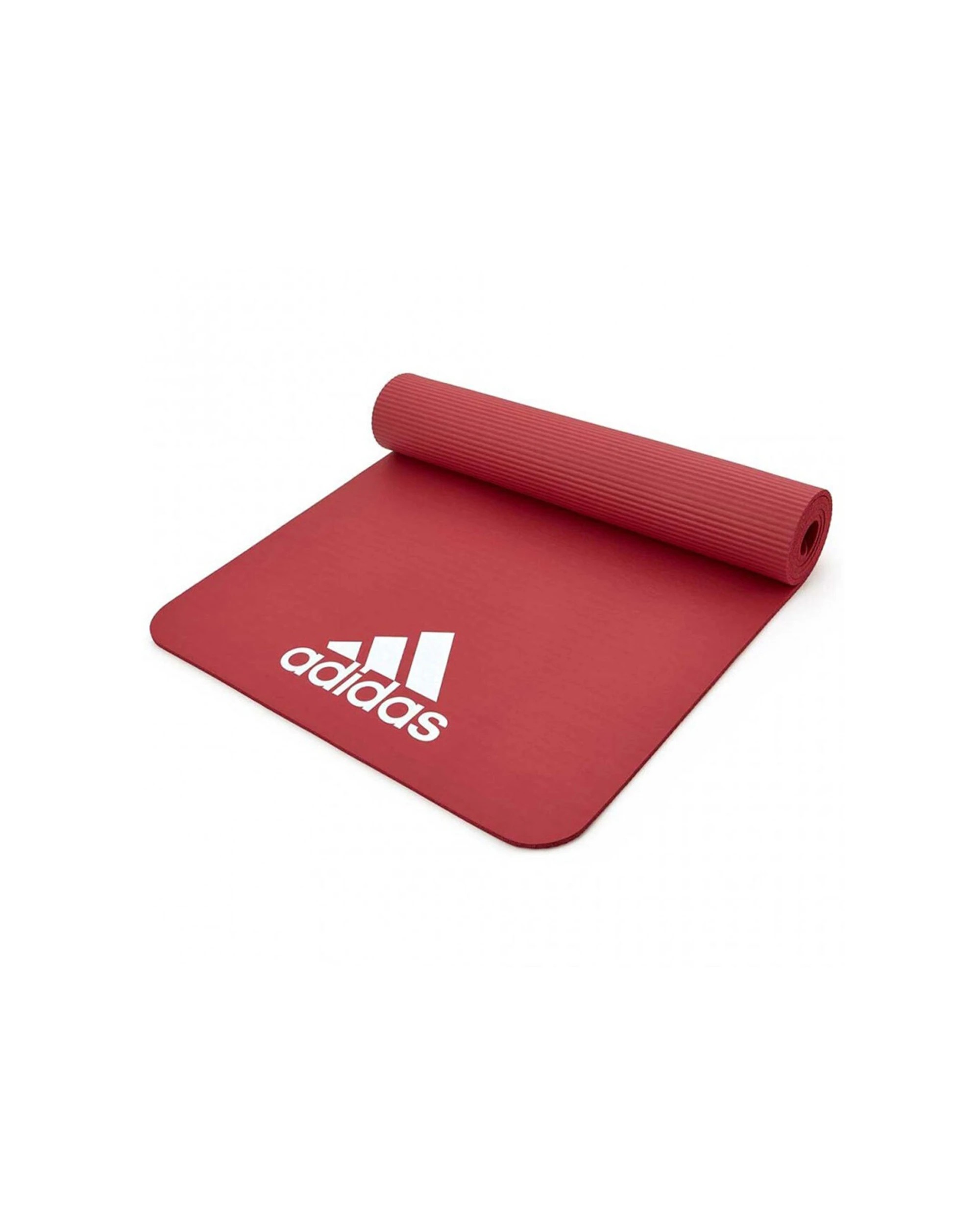 1 Adidas Fitness Mat 7mm Non Slip NBR Lightweight Easy To Clean Ridged Base - Red, 1 of 2