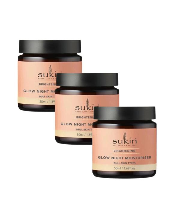 3 x Sukin Brightening Glow Night Moisturiser 50mL