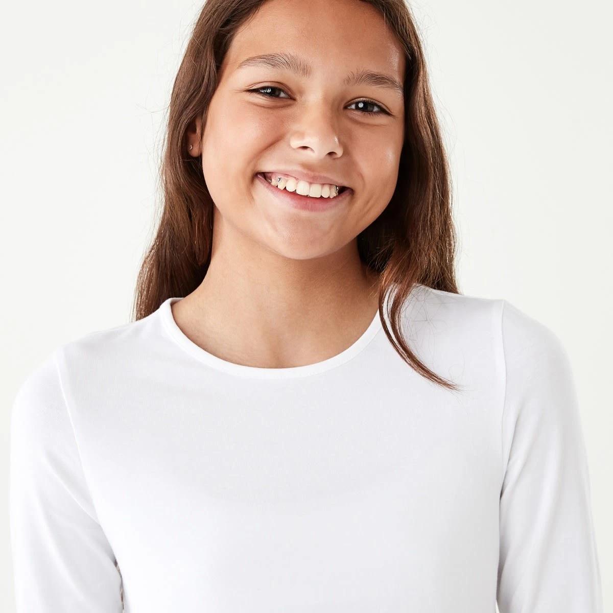 3 Plain Long Sleeve Top White, 3 of 8