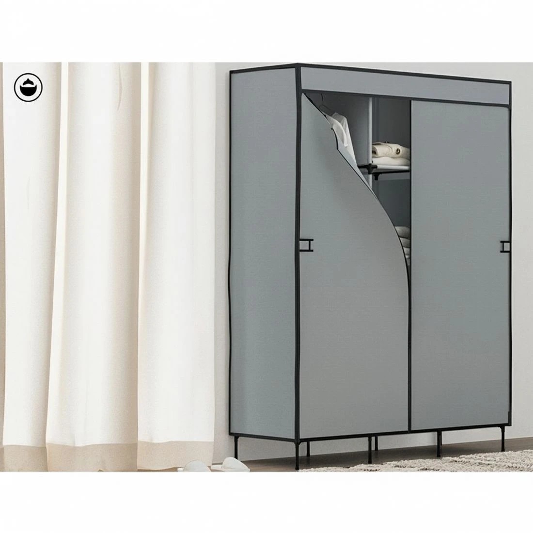 8 Artiss Portable Clothes Closet Large Wardrobe with Shelf Hanging Storage Dustproof Space Saving Easy Assembly - Grey, 8 of 8