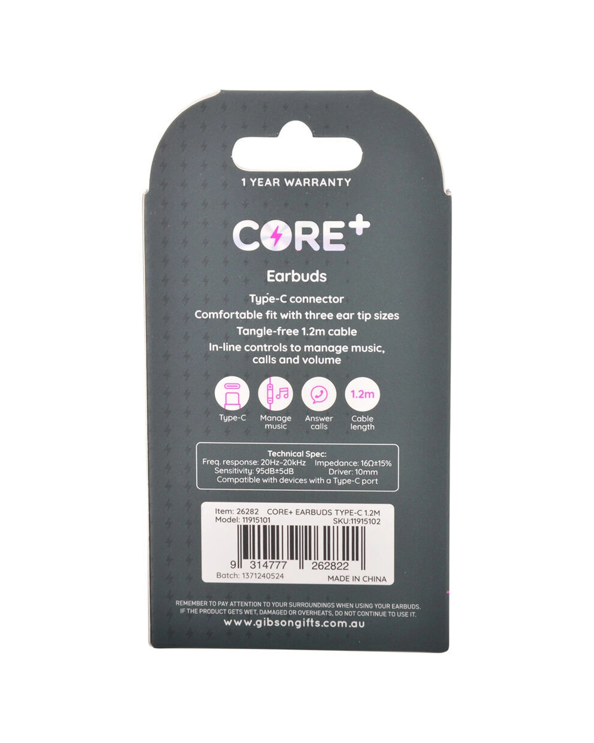 3 CORE 2PK Type-C Earbuds Wired Earphones In-Ear Headphones With Mic 1.2m
 - black, 3 of 4