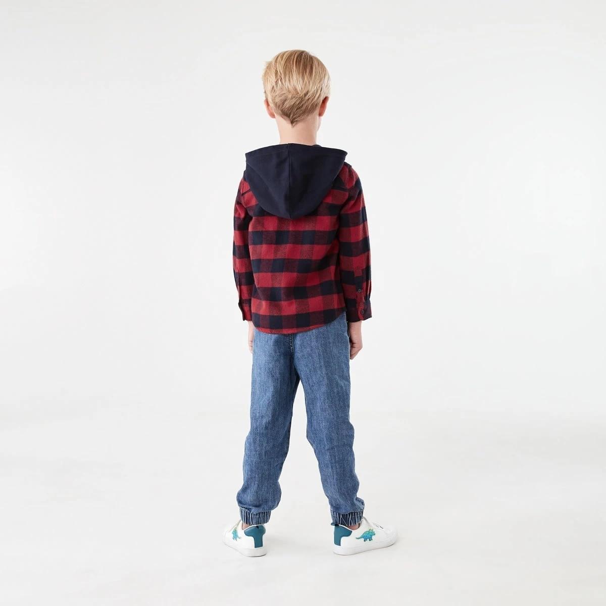 6 Yarn Dye Flannel Shirt With Hood Red Check, 6 of 8
