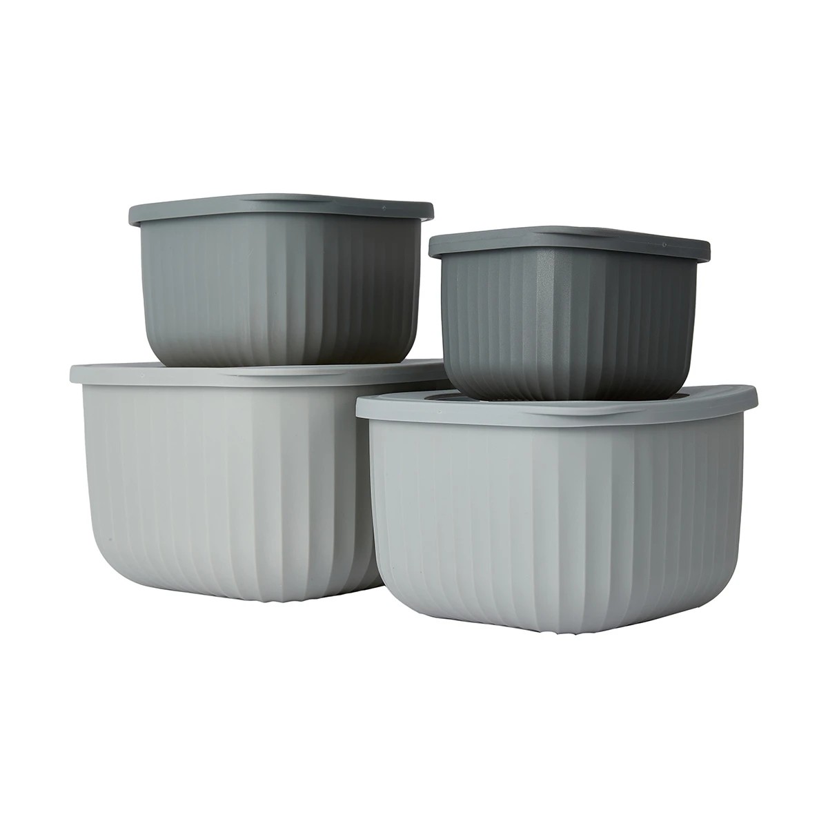 2 4 Piece Square Nested Food Storage Set - Grey, 2 of 10