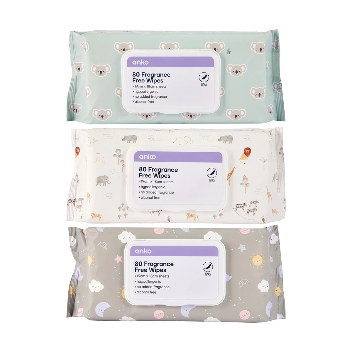 1 80 Pack Fragrance Free Wipes - Assorted, 1 of 6