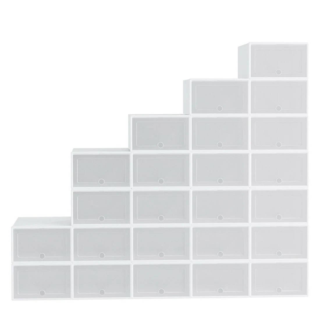 3 Artiss Shoe Box Rack DIY Set of 24 Stackable Clear Storage Easy Clean Closet Space Saving Easy Assembly - White, 3 of 8