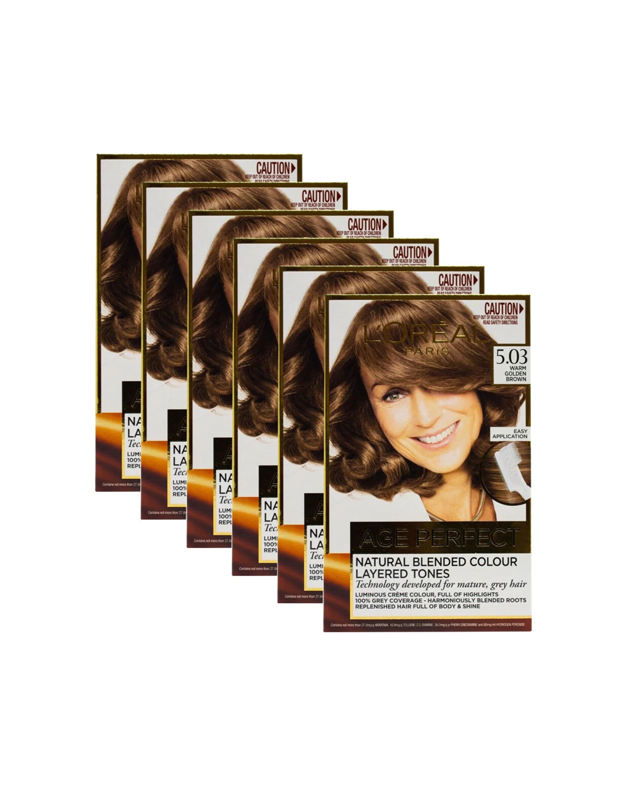 1 Loreal Hair Colour Age Perfect 6PK Layered Tone Creme Mature Hair Easy Warm Golden - Multi, 1 of 5