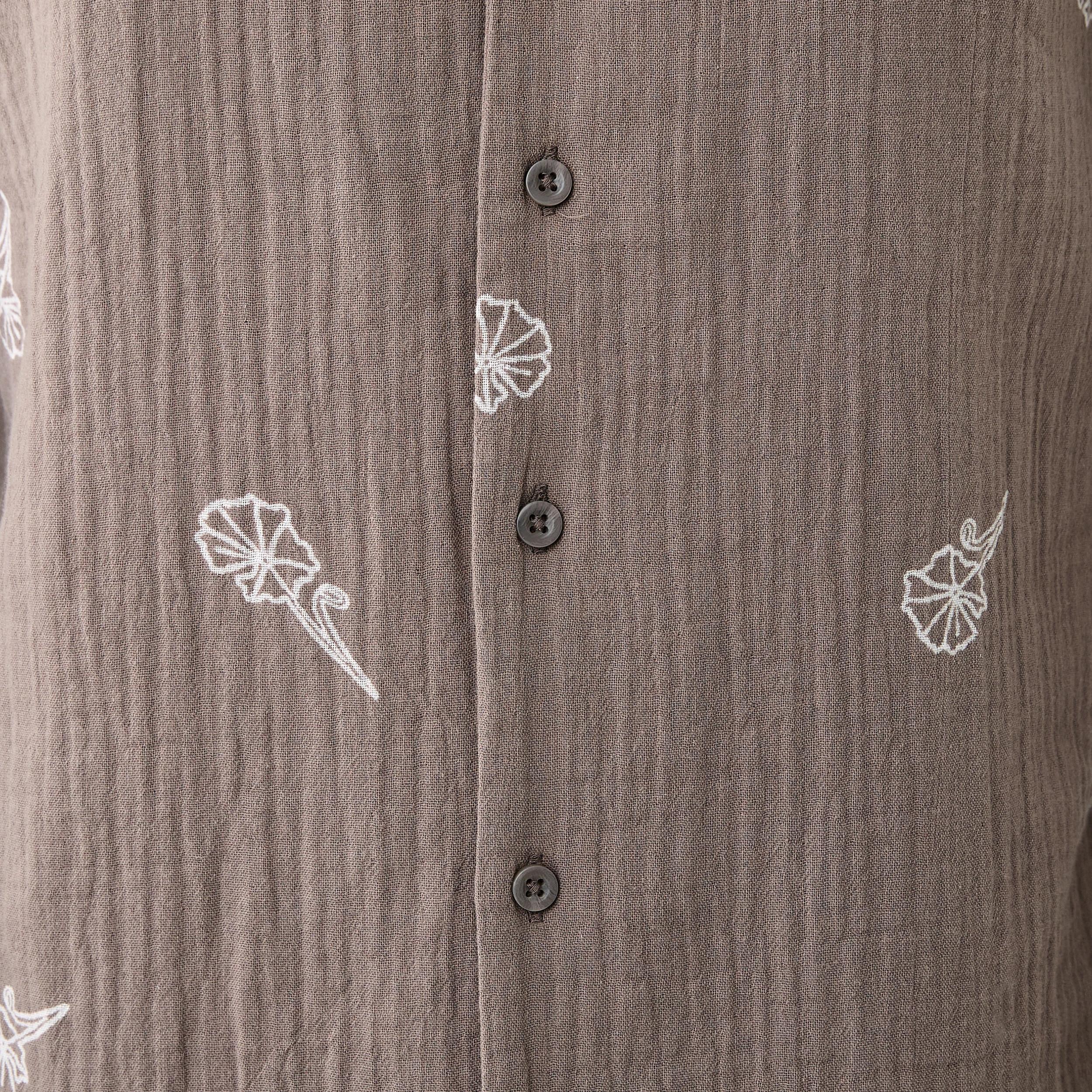 6 Short Sleeve Double Cloth Print Shirt EAGLE BROWN, 6 of 6