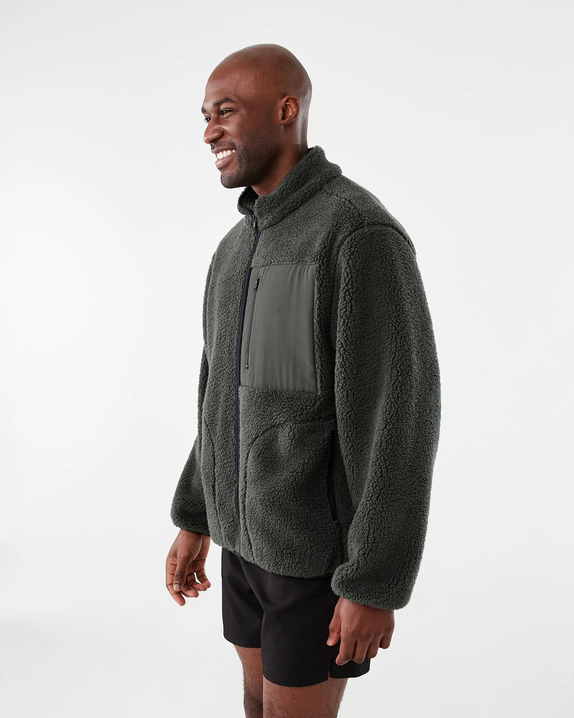 3 Active Mens Outdoor Oversized Sherpa Jacket Deepst Grn, 3 of 7