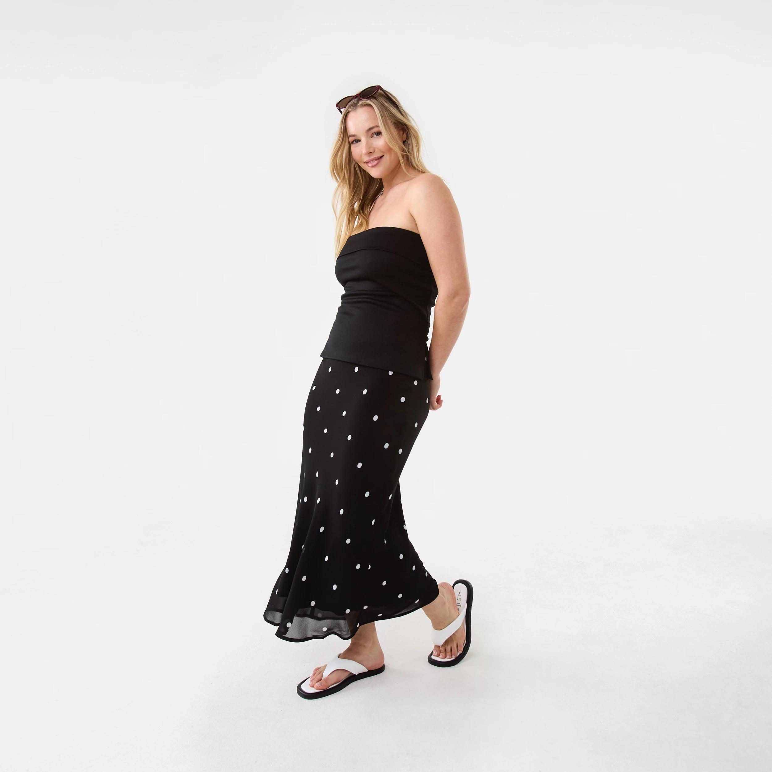 3 Chiffon Slip Midi Skirt Black Spot, 3 of 6