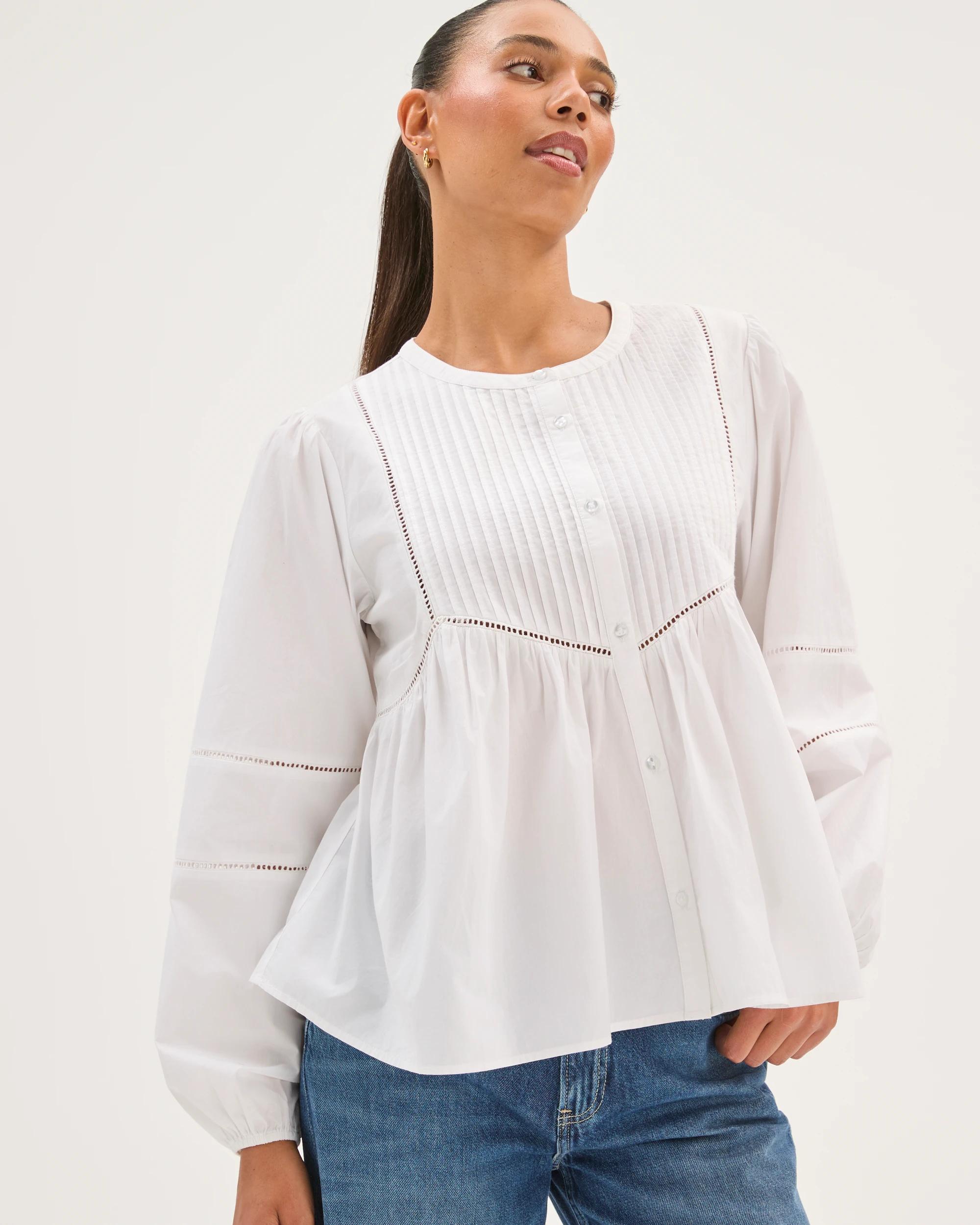6 Target Woman Long Sleeve Femme Detail Blouse WHITE, 6 of 8