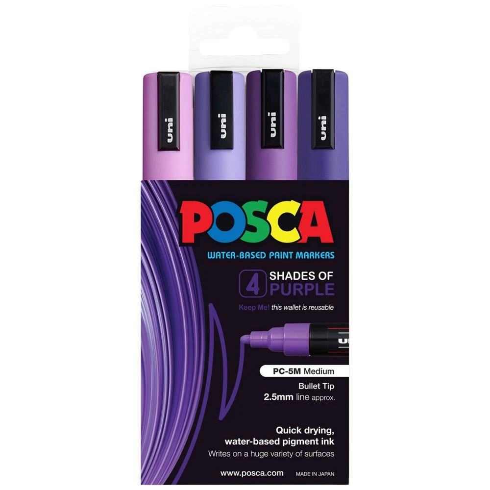 1 Posca PC-5M Paint Marker Purple 4 Pack, 1 of 10