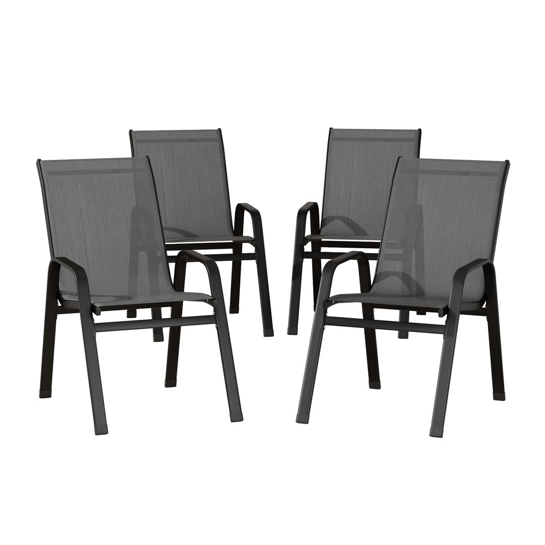 1 Gardeon 4PC Outdoor Dining Chairs Stackable Lounge Chair Patio Furniture - Grey, 1 of 2