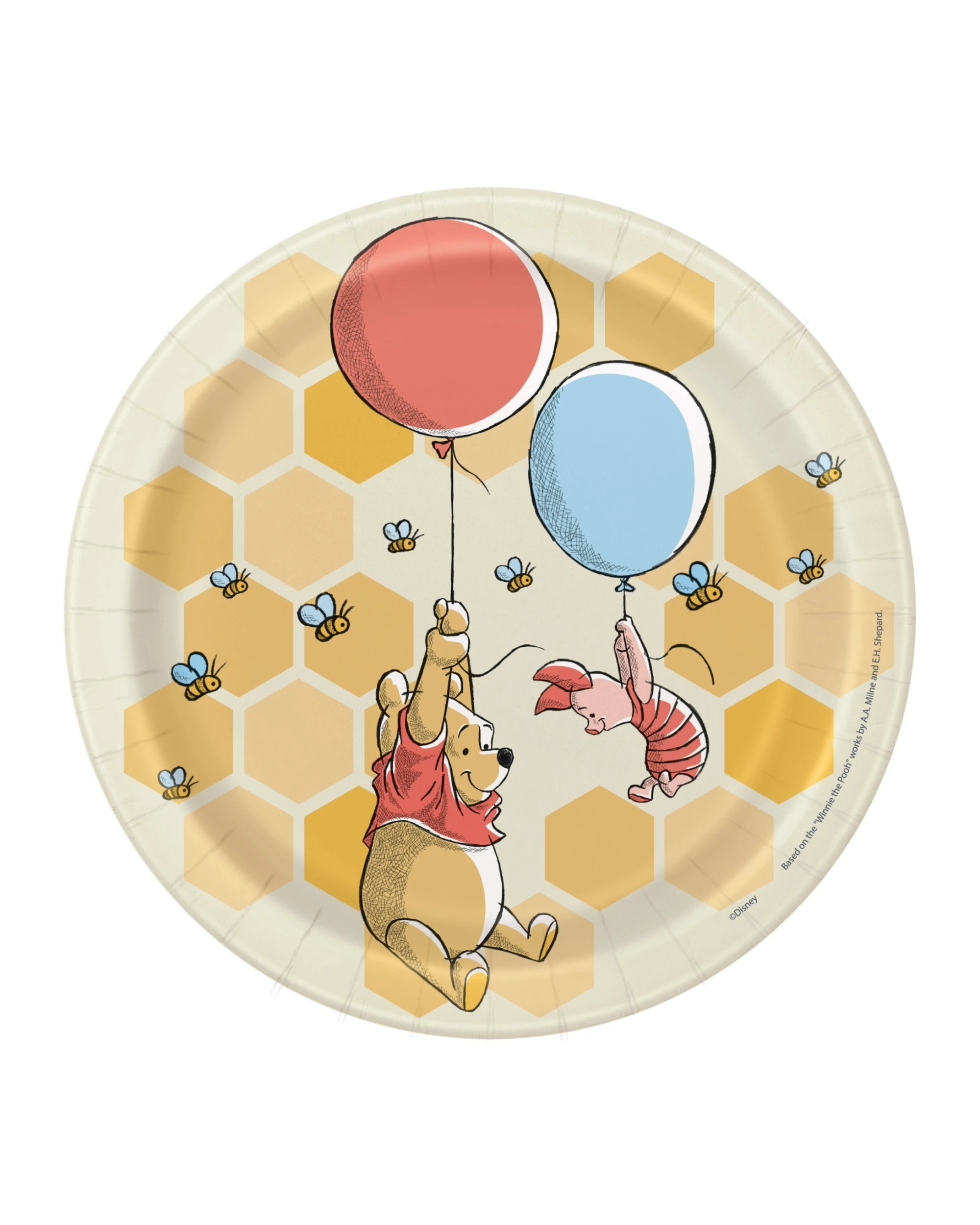 1 Disney Winnie the Pooh Honeycomb Small Paper Plates Pack of 8, 1 of 1
