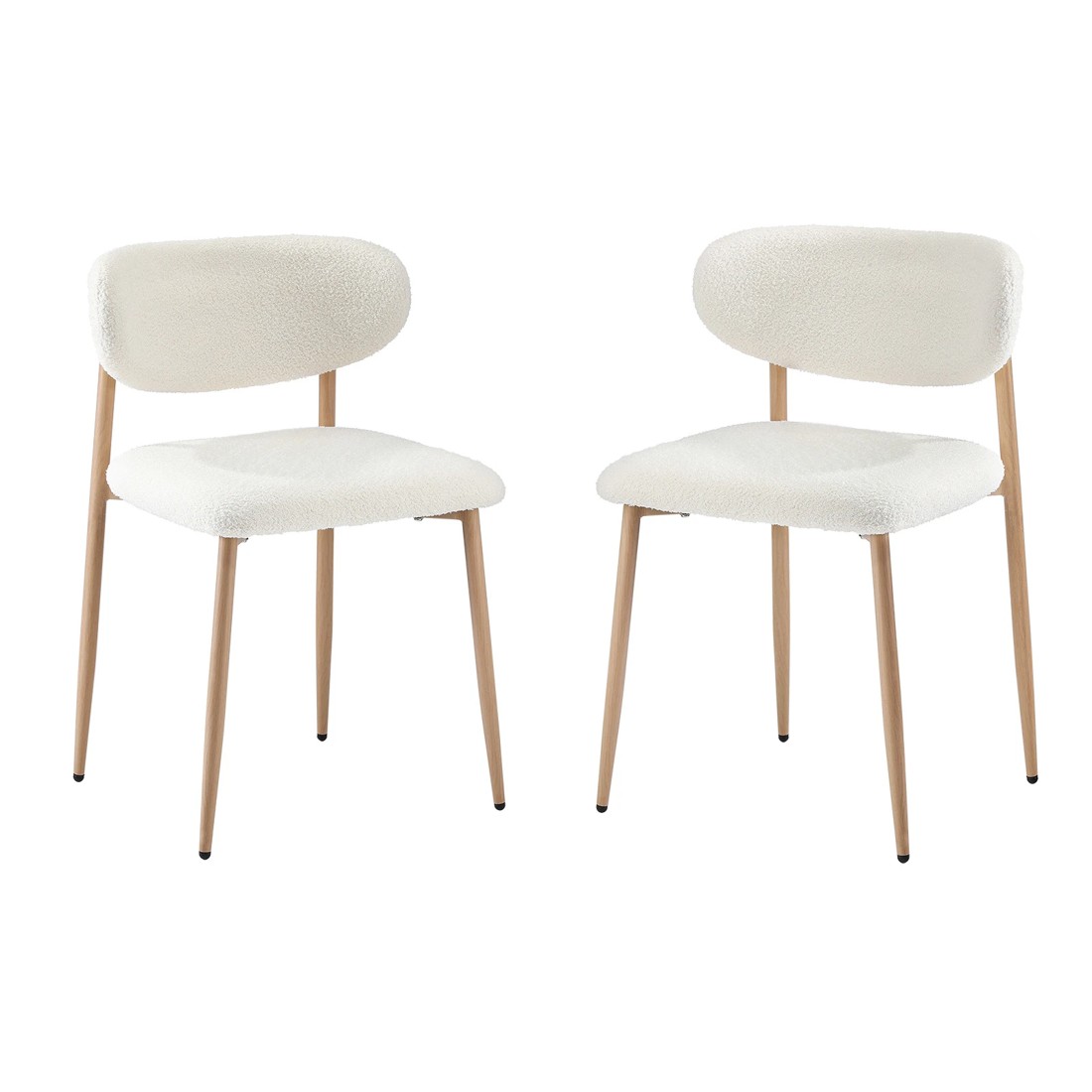1 Oikiture 2x Dining Chairs Kitchen Chair Cafe Lounge Chair Boucle Timber-look Legs
 - White, 1 of 10