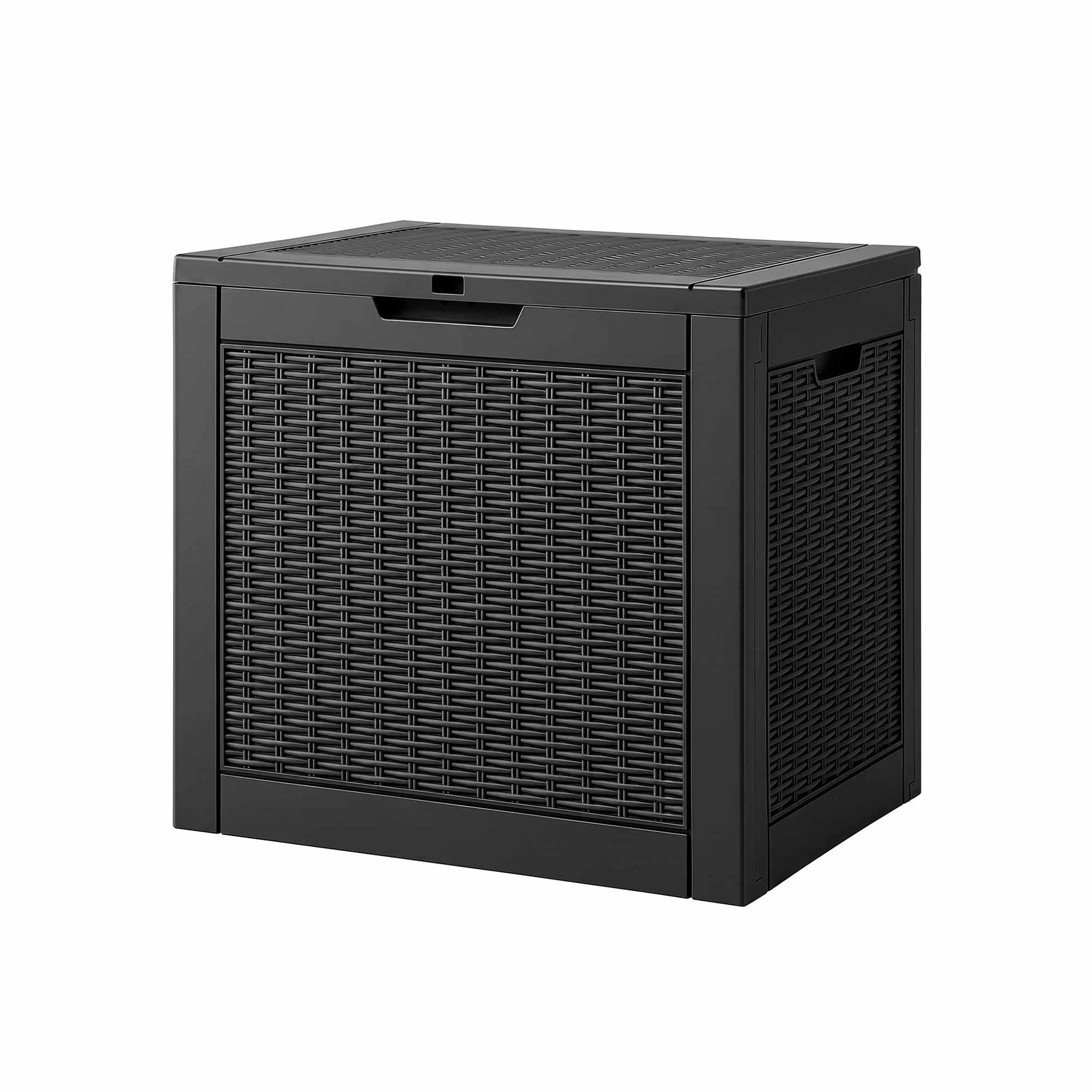 1 Gardeon Outdoor Storage Box 118L Container Lockable Garden Toy Tool Rattan-Texture - Black, 1 of 8