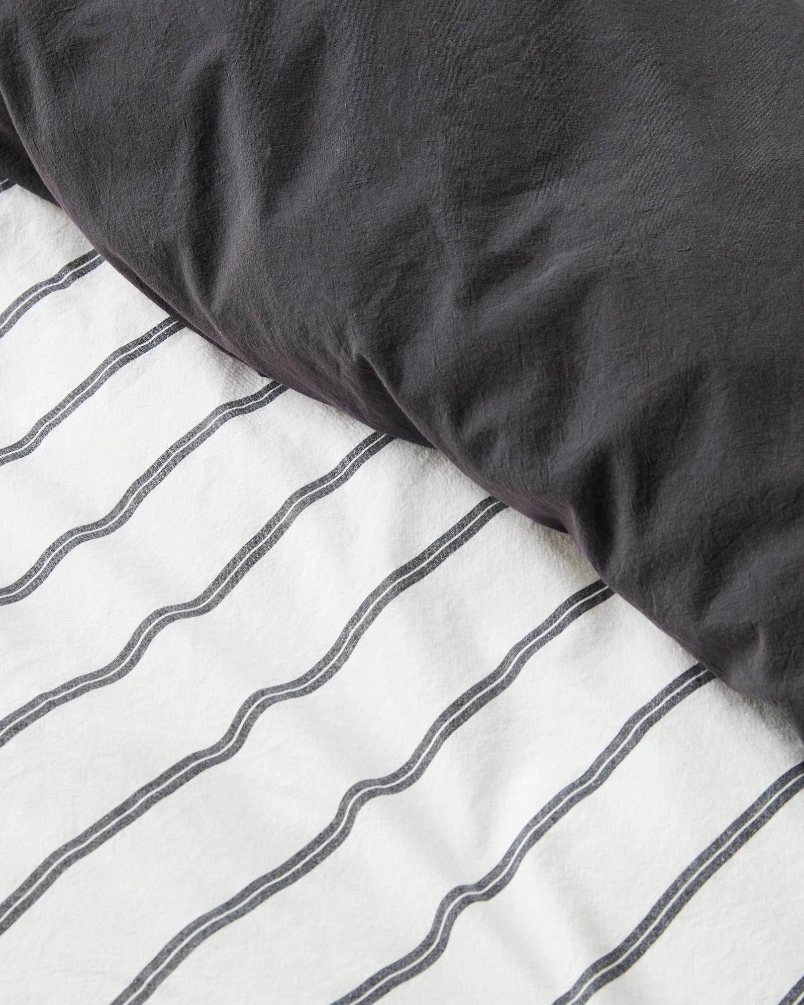 6 Arlo Stonewash Stripe Quilt Cover Set - Queen Bed - Black, 6 of 6