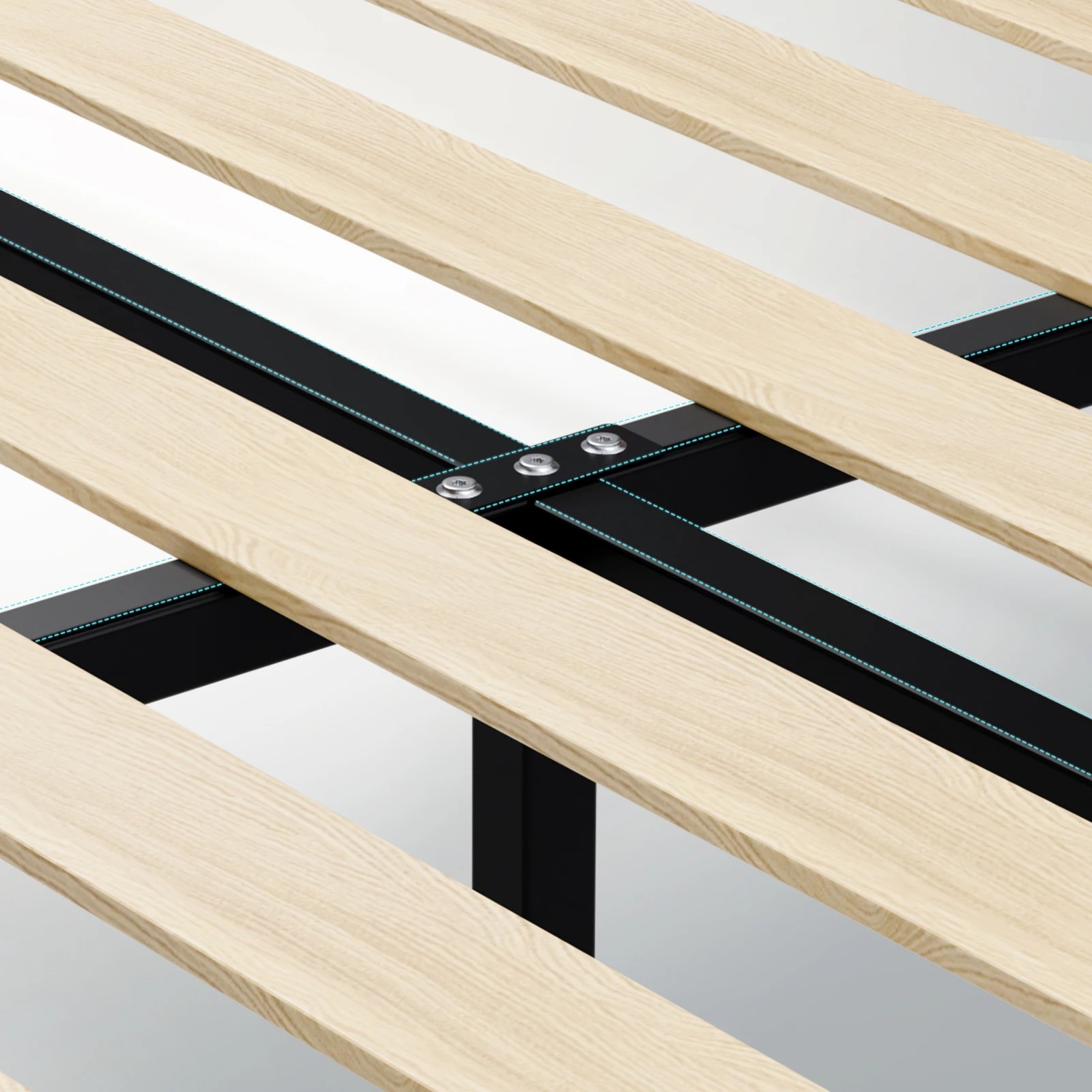 9 Alfordson Bed Frame Double Size Upholstered Platform Base Leather Tania - White, 9 of 10