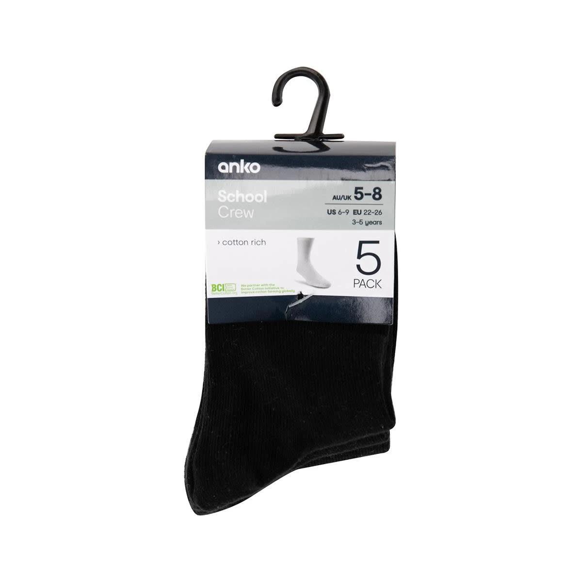 3 5 Pack School Crew Socks BLACK, 3 of 3