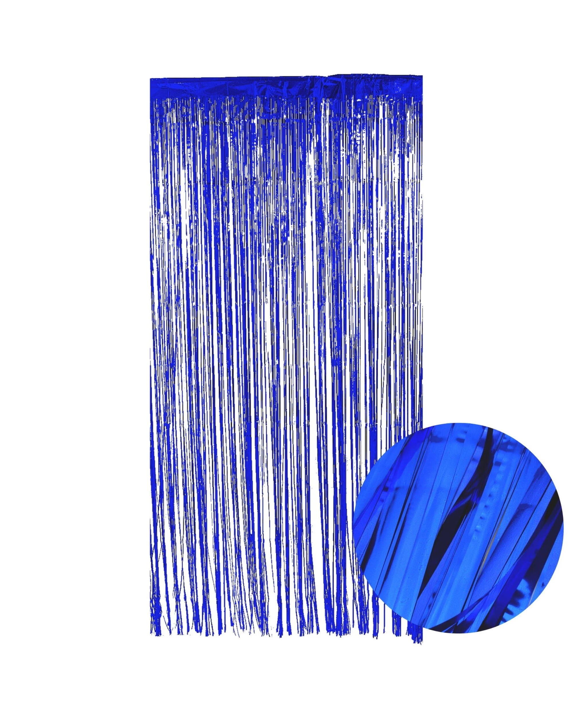 1 Metallic Blue Foil Backdrop Curtain 100cm x 200cm - Blue, 1 of 1