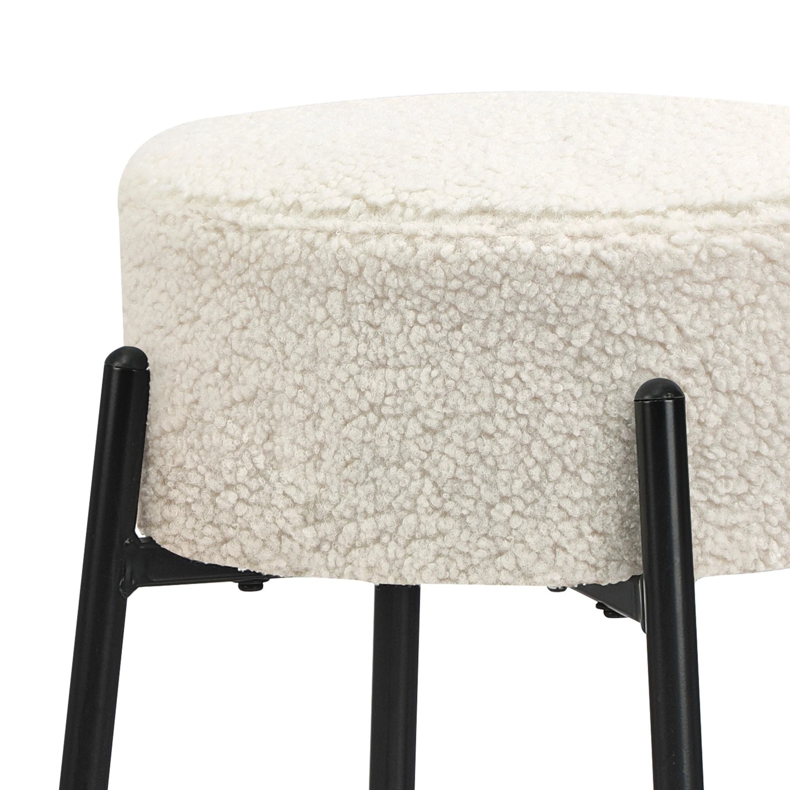 9 Oikiture 4x Bar Stools Kitchen Dining Chair Round Stool Boucle Fabric
 - White, 9 of 10