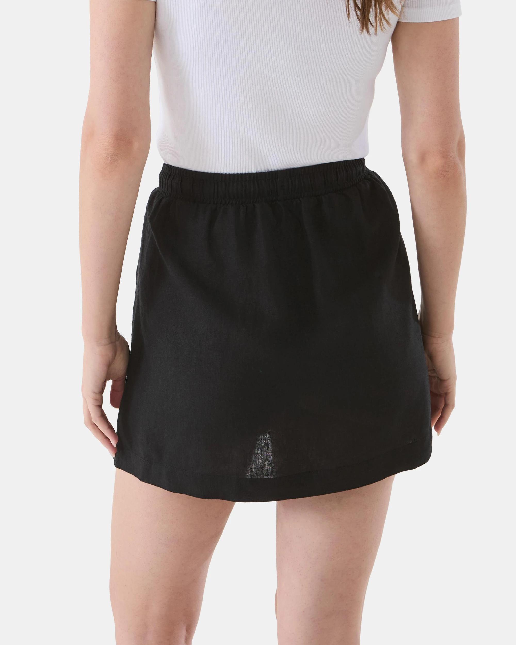 3 Linen Blend Mini Skirt Black, 3 of 6