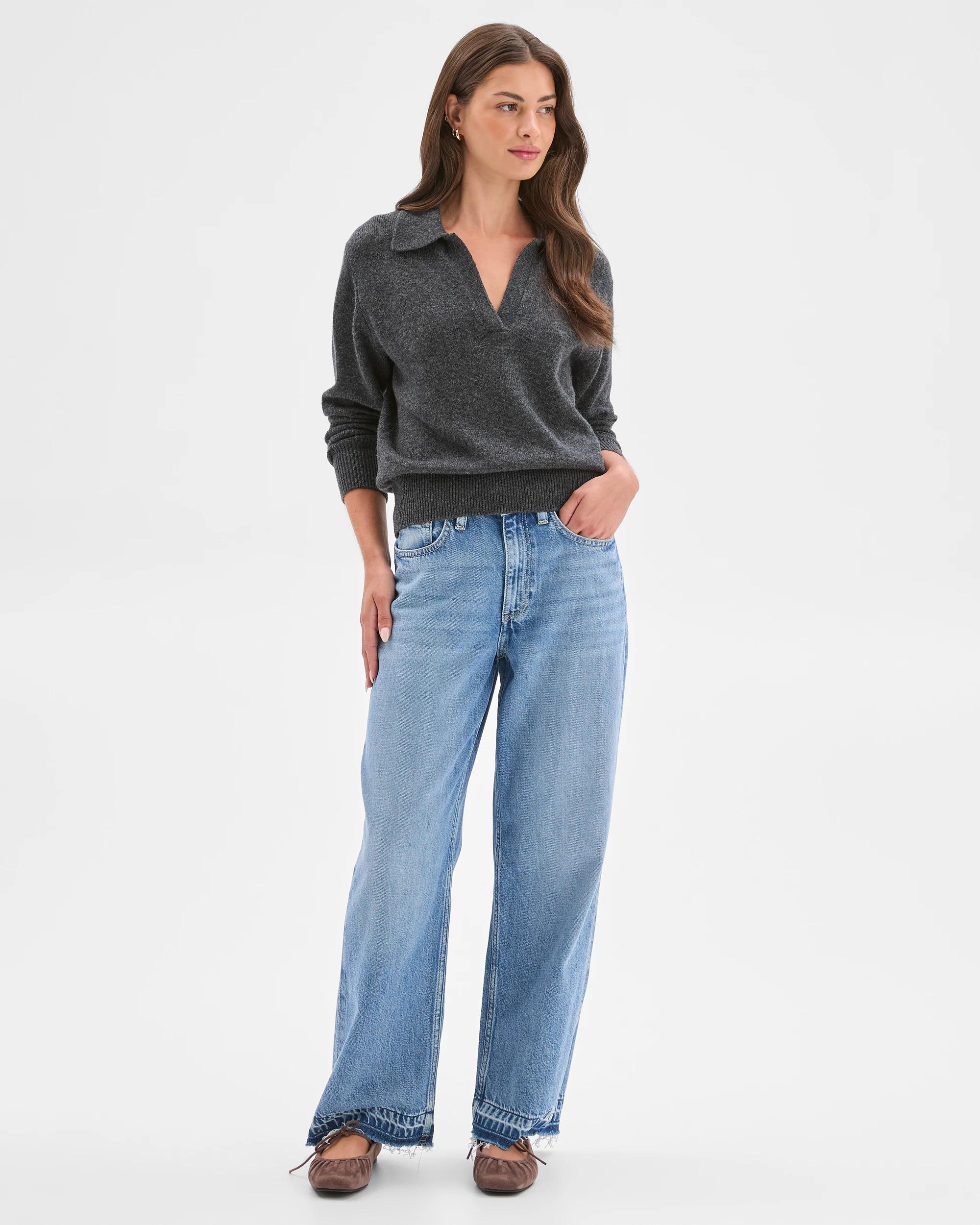 1 Target Petites Petites Charcoal Lambswool Polo Jumper BROWN, 1 of 8