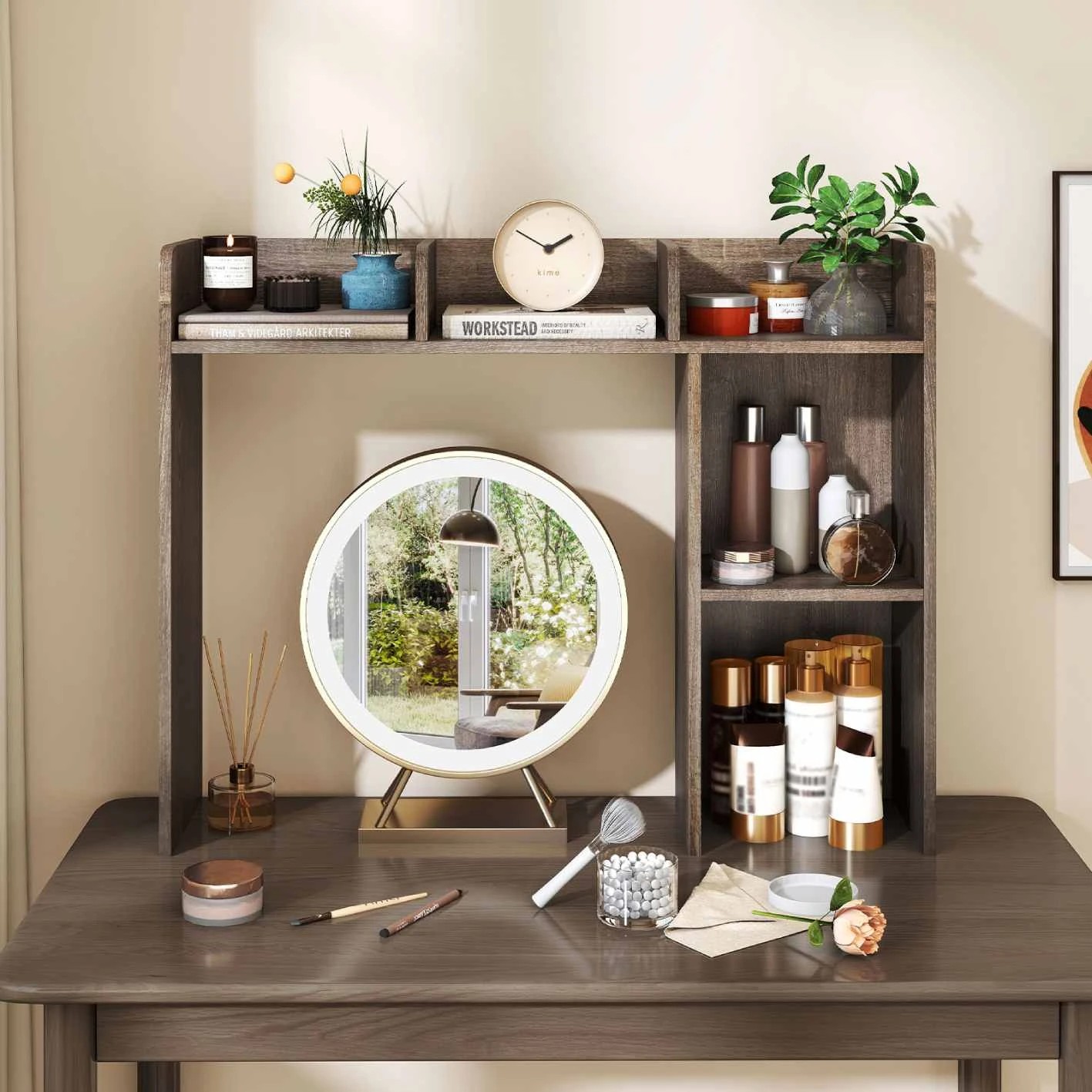 Costway Desktop Bookshelf Wood Display Rack w/4 Shelves & Open ...