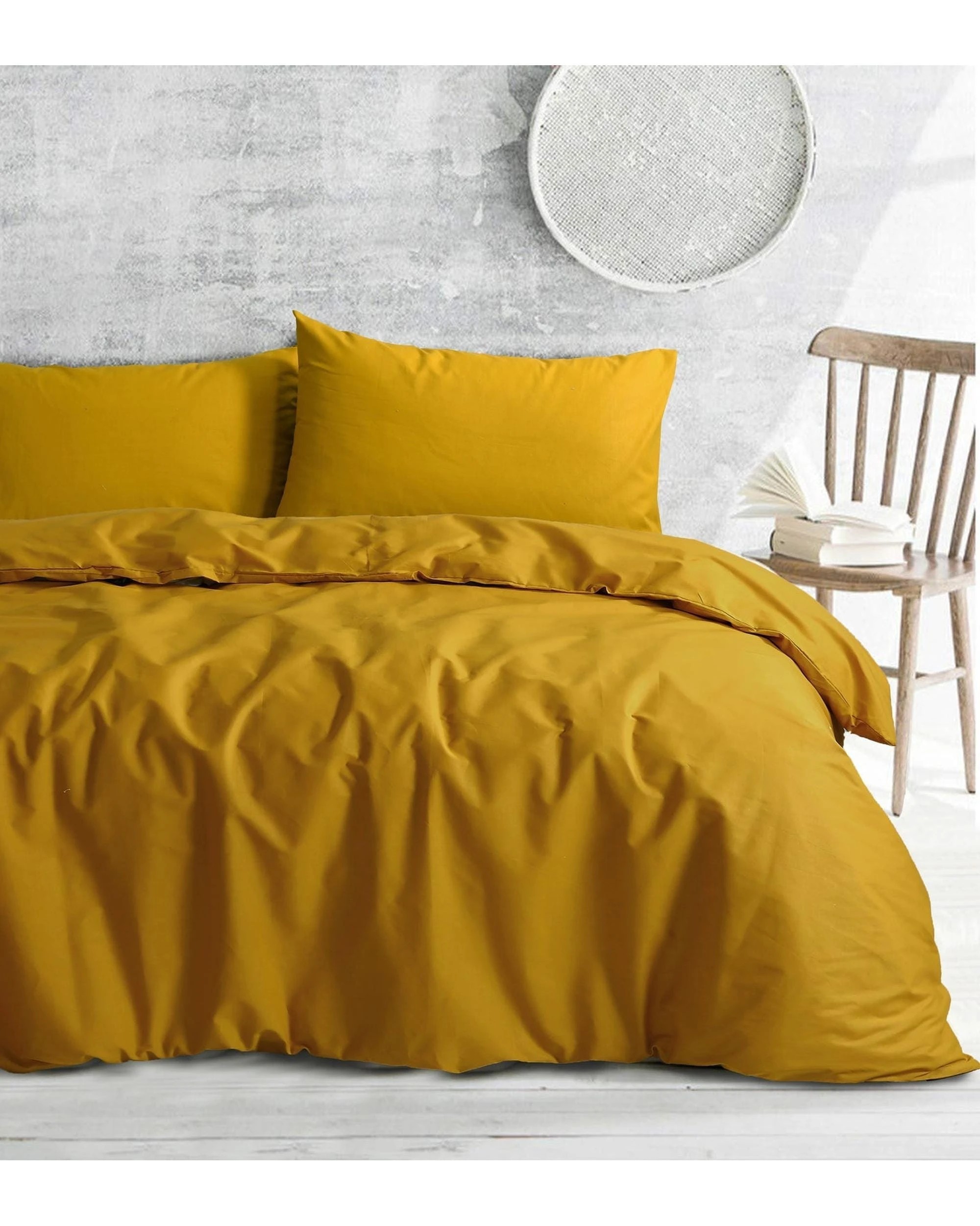 2 Amsons Royale Cotton Quilt Duvet Doona Cover Set With Europeon Pillowcases - Queen Bed - Yellow, 2 of 2
