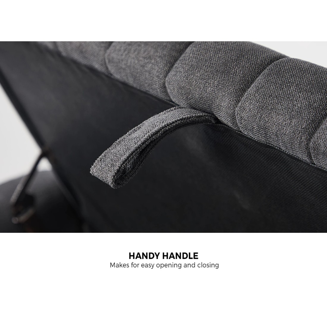 6 Oikiture Storage Ottoman Couch Stripe Linen - Grey, 6 of 10