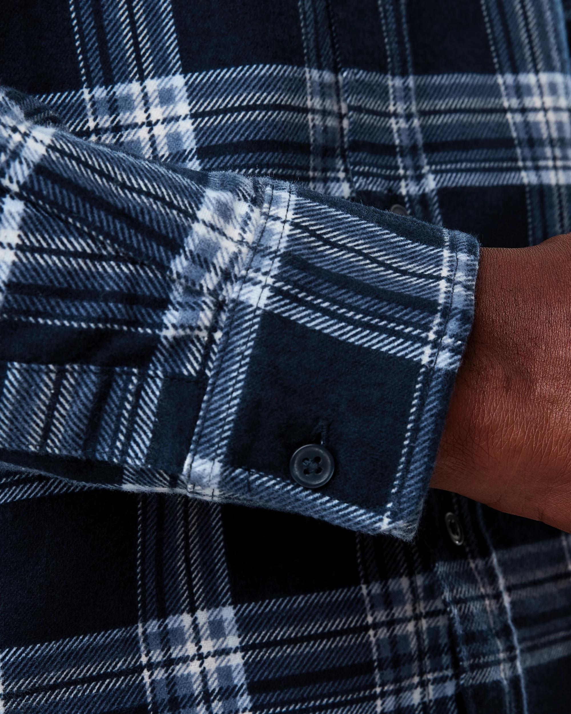 7 Long Sleeve Printed Plaid Shirt Nvy Check, 7 of 7