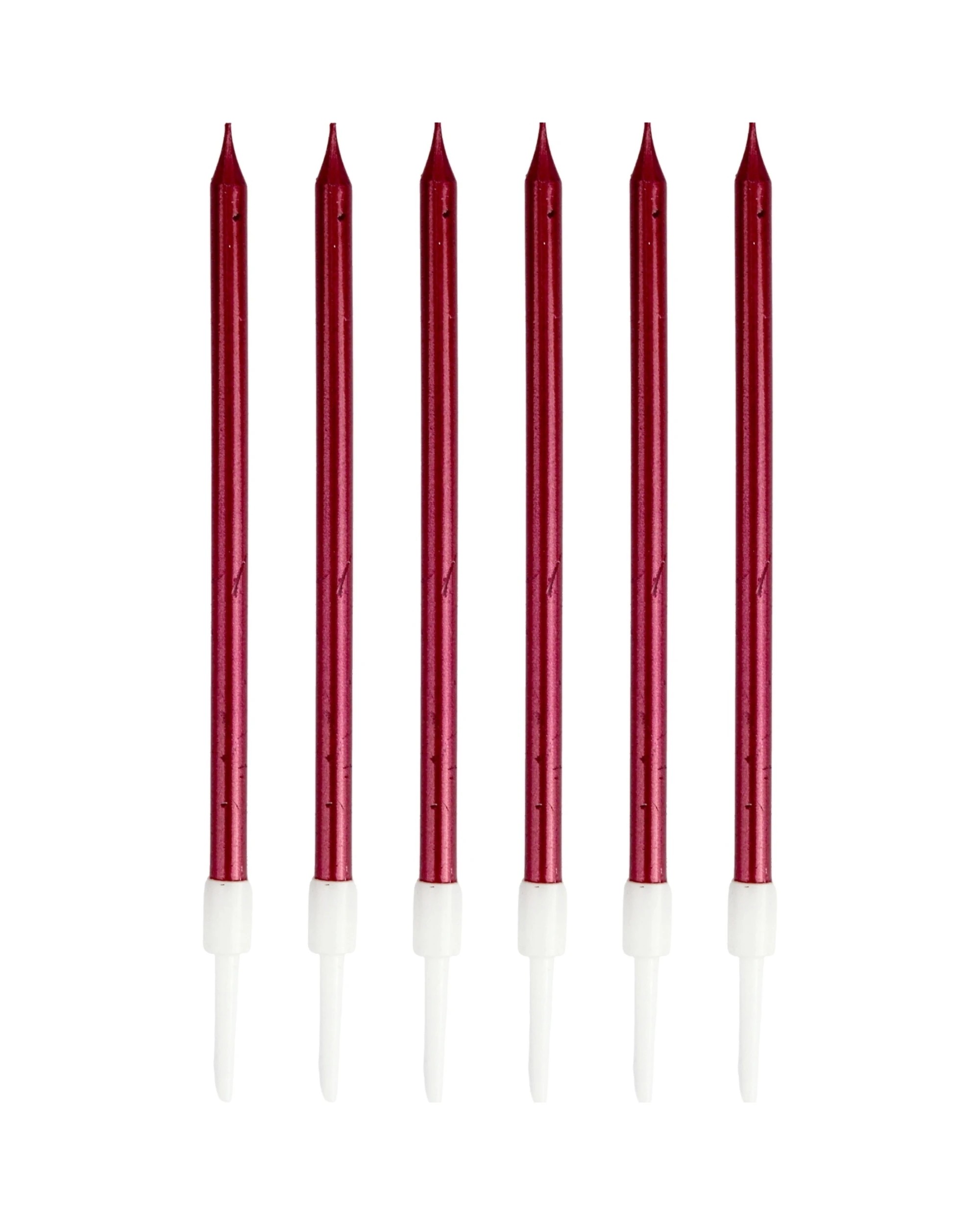 1 Party Maker Metallic Birthday Candles Pack of 6 - Red, 1 of 1