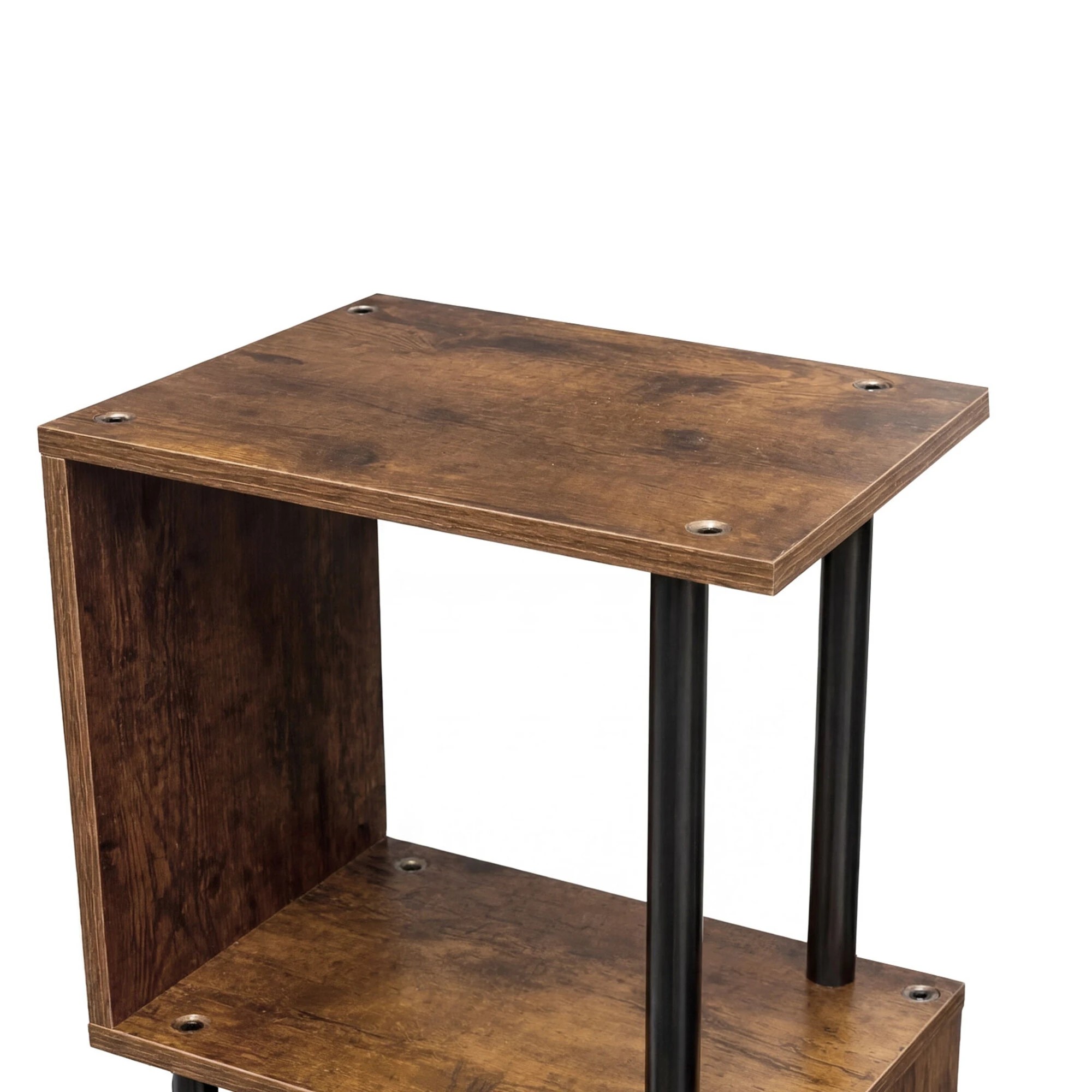 4 Levede 5-Tier Tall S-Shaped Geometric Bookshelf，Walnut Color, 4 of 5