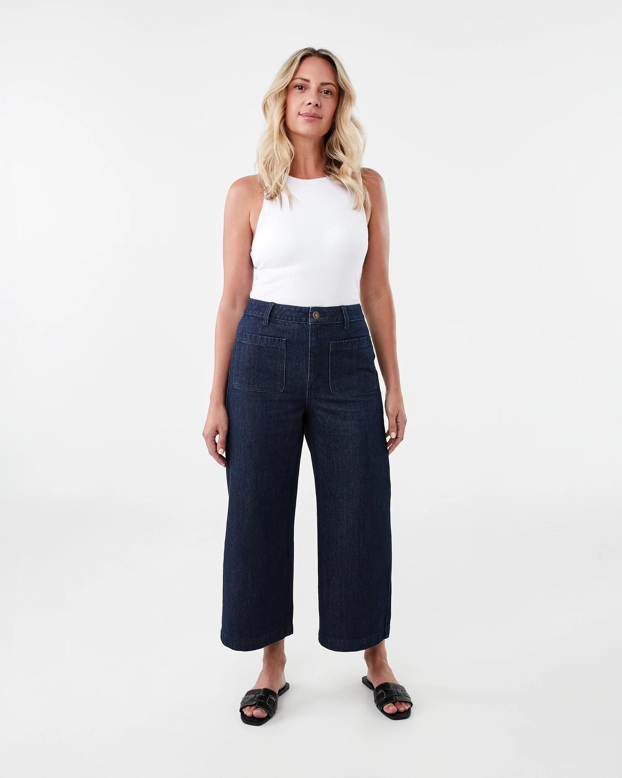 2 Cropped Wide Leg Jeans Indigo Wsh, 2 of 8