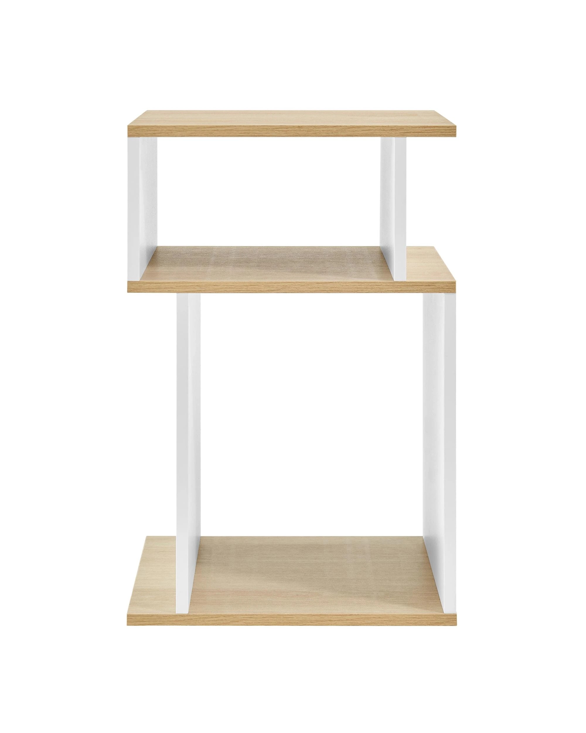4 Kodu Small 2 Tier Side Table Storage Shelf Unit Oak Look - White, 4 of 9